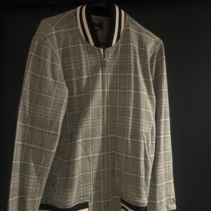 Todd Snyder Navy/Gray/White Herringbone bomber Check Jacket